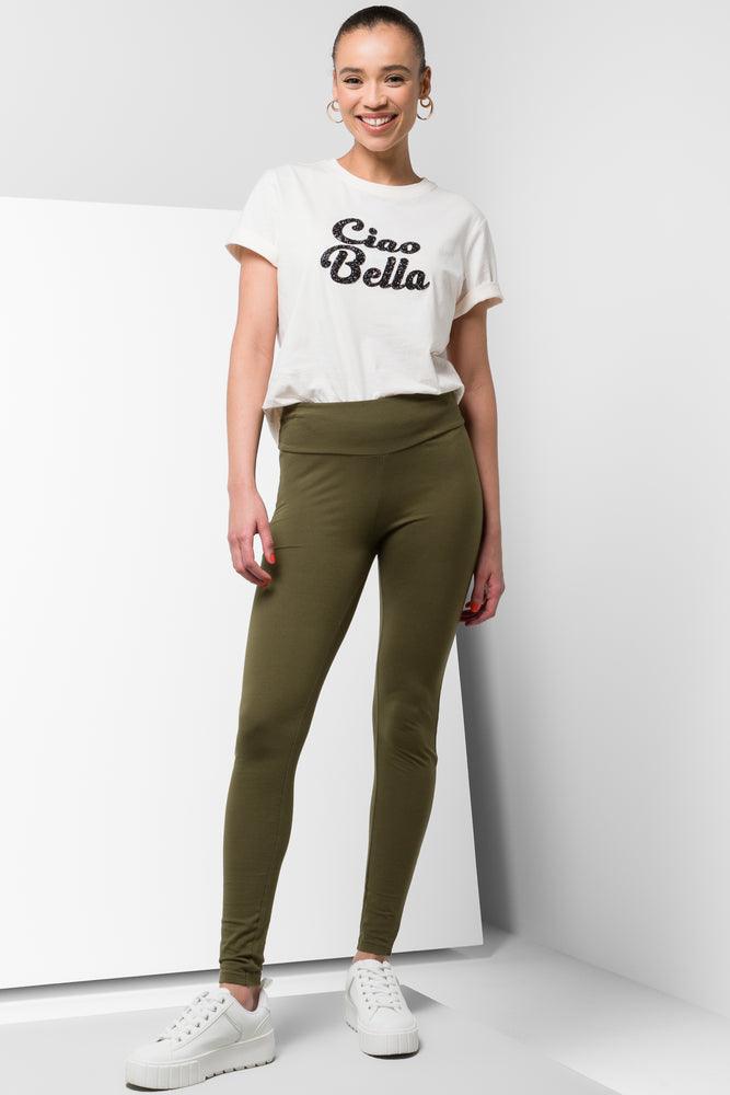 Wide Waist Leggings Olive Green