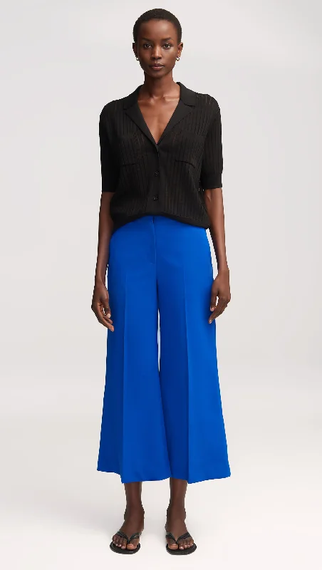 Cropped Flare Trouser in Seasonless Wool | Royal Blue