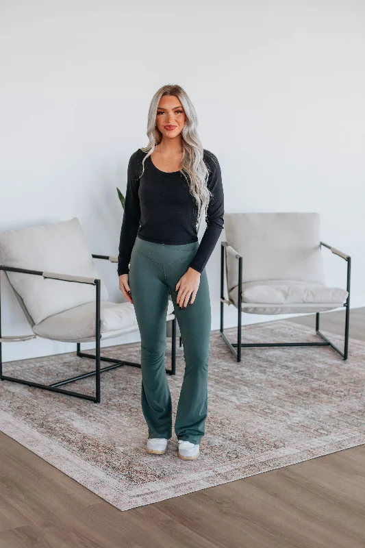 Kalista Crossover Flare Leggings - Spruce