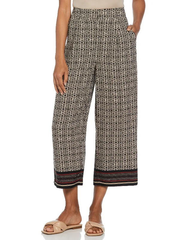 Medallion Print Wide Leg Crop Pant