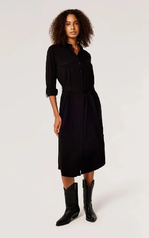 Apricot- Utility Shirt Midi Dress