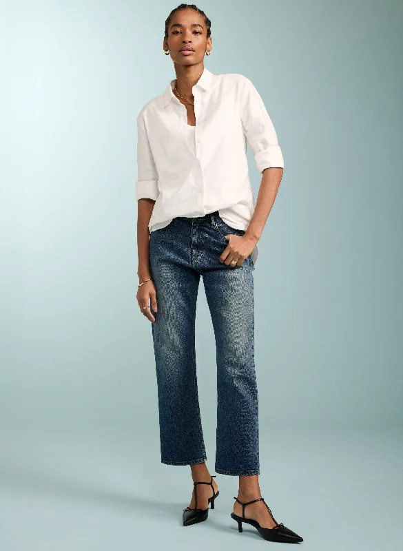 Organic Stretch Cotton Crop Straight Leg Jeans