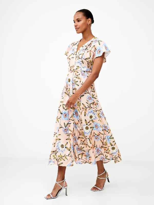 Floral Button-Through Belted Midi Dress