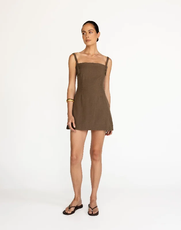 Dominique Mini Dress (Coffee)