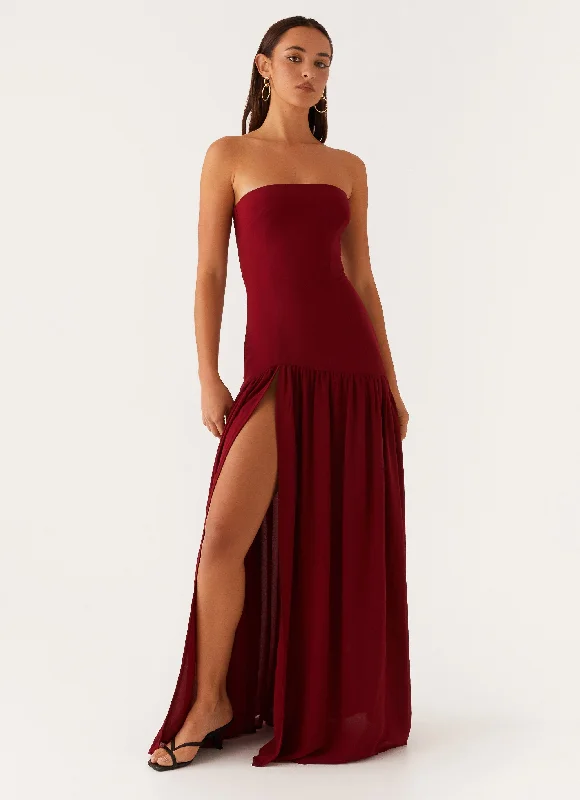 Eden Strapless Maxi Dress - Maroon