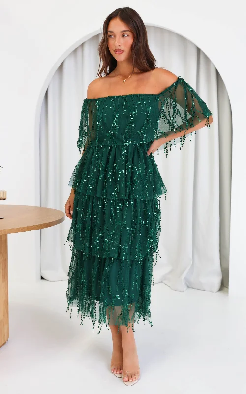 Fantango Maxi Dress - Emerald Sequin