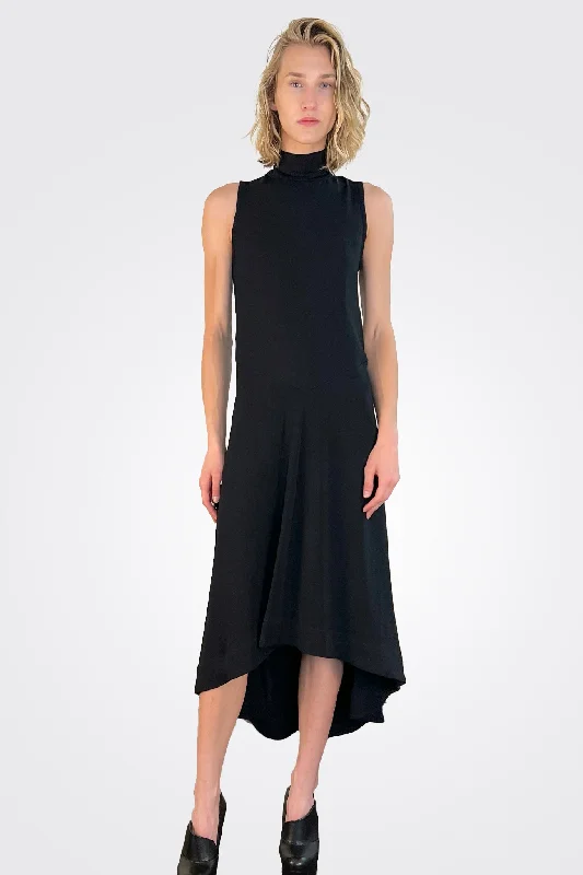 Hi Lo Flared Dress - Nero