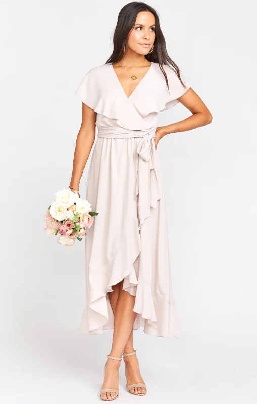 Jess Ruffle Midi Dress ~ Show Me the Ring Crisp