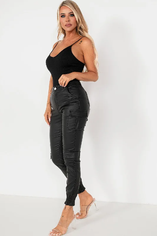 Kamryn Black Leather Look Trousers