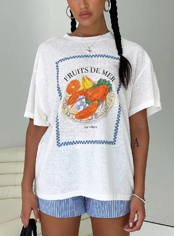 Larry Lobster Oversized Tee White