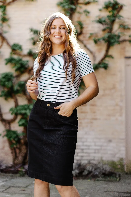 'Leah' Denim Skirt in Black FINAL SALE