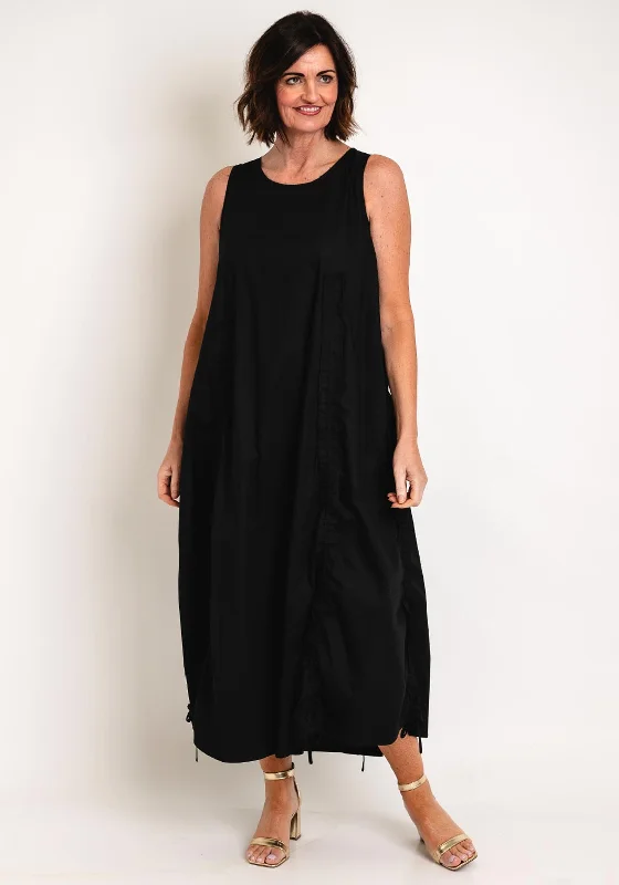 Malissa J Drawstring Detail Cotton Maxi Dress, Black