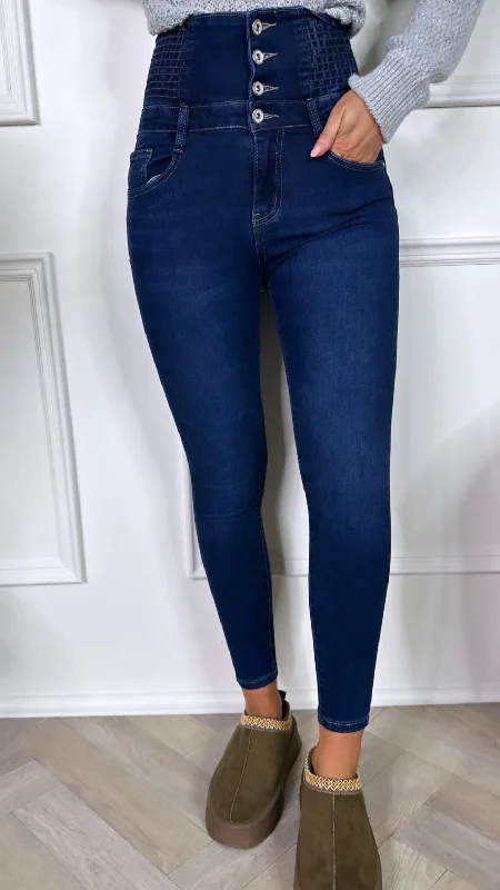 Nonie Dark Blue Push Up High Waisted Jeans