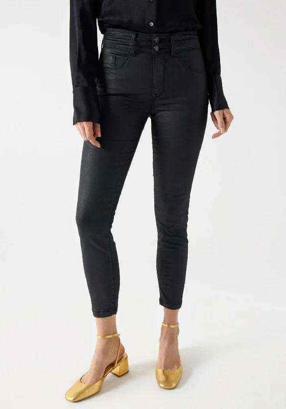 Salsa Secret Push In Cropped Coated Skinny Jeans, Black