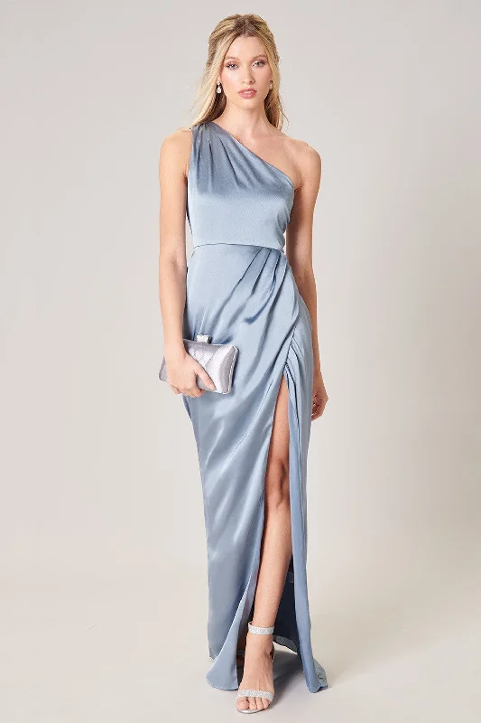 Prestige One Shoulder Asymmetrical Maxi Dress