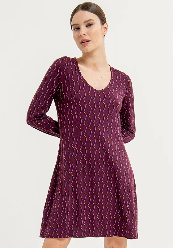 Surkana Abstract Print Mini Dress, Plum