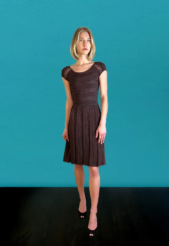 Stretch Lace Dress - Brown