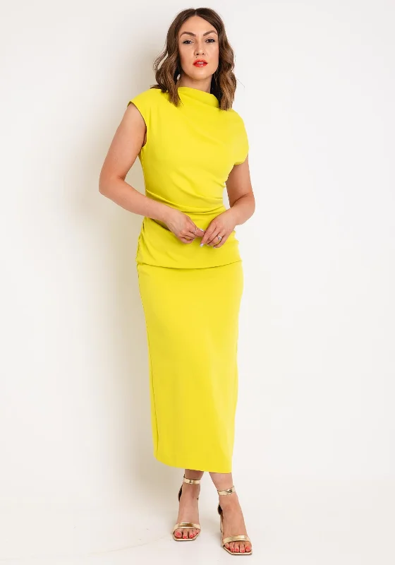 This Girl Curiosity Emily Cowl Neck Midi Dress, Lime