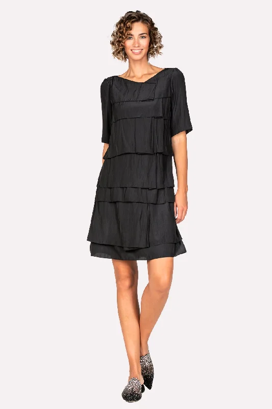 Waves Tiered Dress - Black