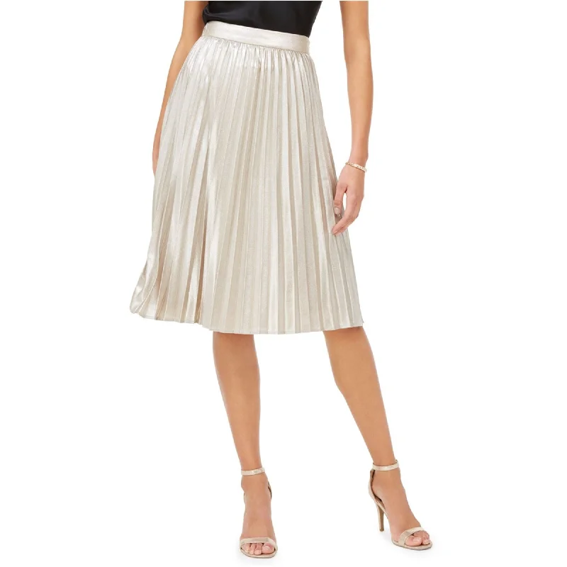 Adrianna Papell Womens Shimmer A-line Pleated Skirt, Metallic, 16