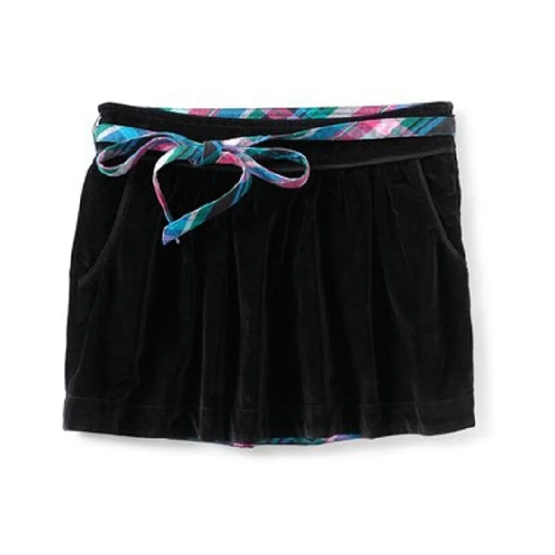 Aeropostale Womens Velour Removable Belt Mini Skirt, Black, Large