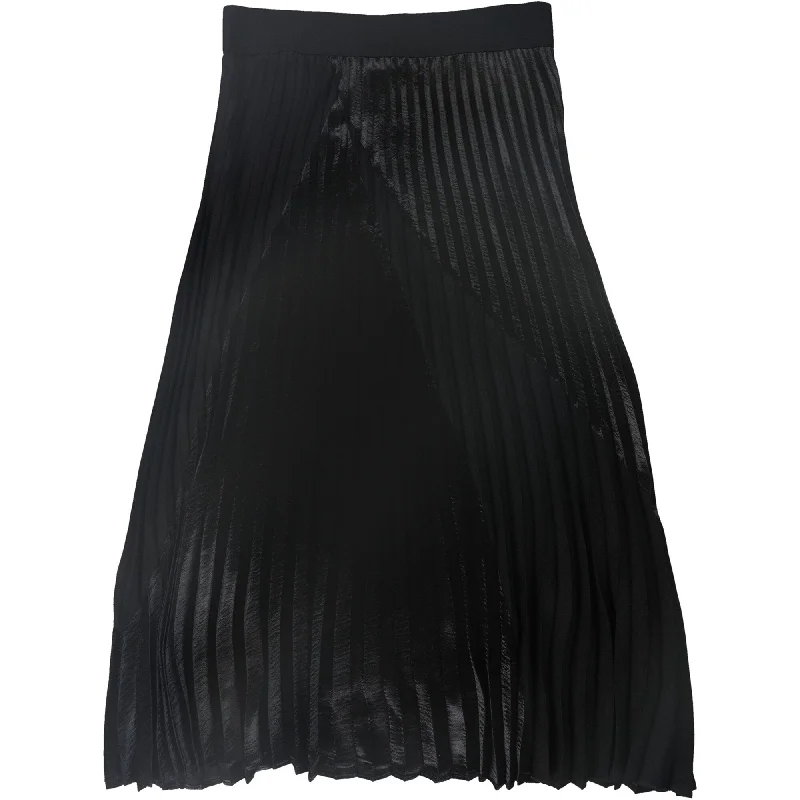 Alfani Womens Mixed-Media A-line Pleated Skirt, Black, X-Large