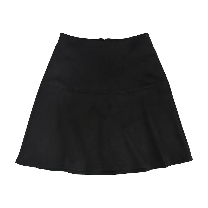 Anne Klein Womens Faux Suede Flared Skirt, Black, 6