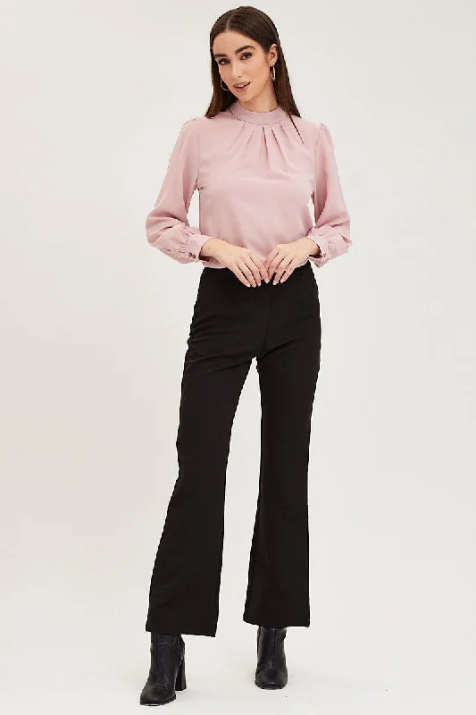 Black Flare Pants Mid Rise