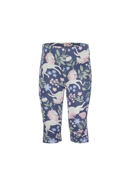 Blue Seven Girl Unicorn Print Capri Legging, Navy