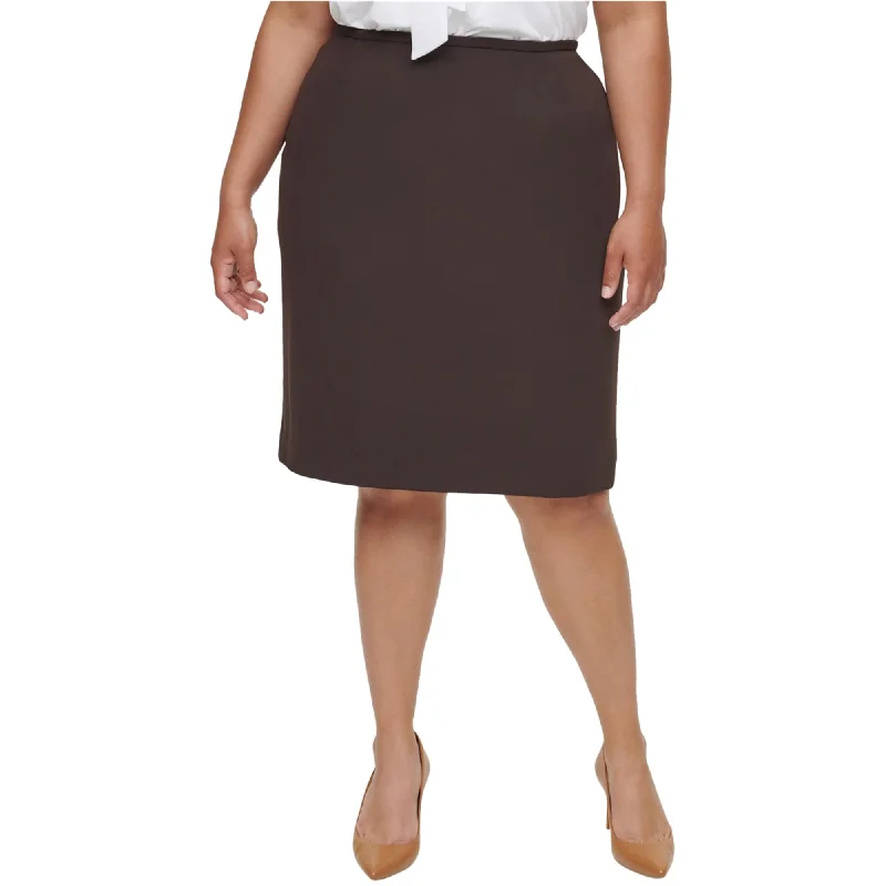 Calvin Klein Womens Solid Pencil Skirt, Brown, 22W