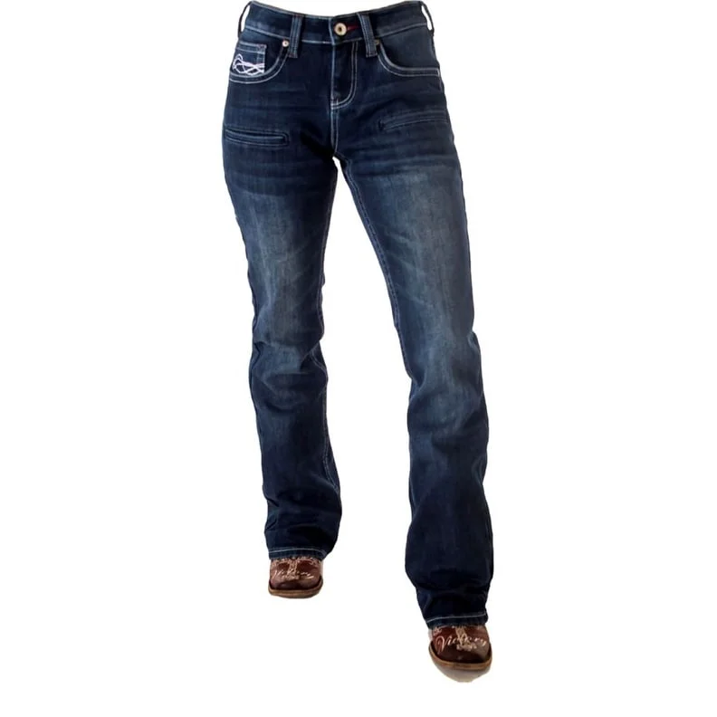 Cowgirl Tuff Western Jeans Womens Double Down Bootcut Med JDDFLL