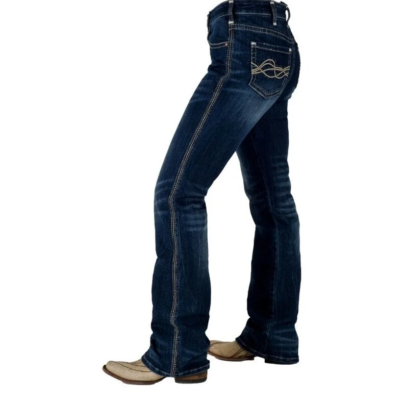 Cowgirl Tuff Western Jeans Womens Epic Bootcut Dark Wash JEPICB