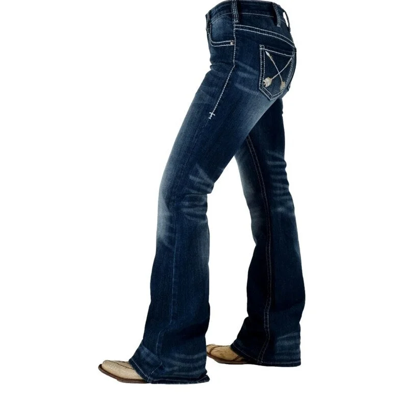 Cowgirl Tuff Western Jeans Womens Peacekeeper Dark Wash JPCKPR