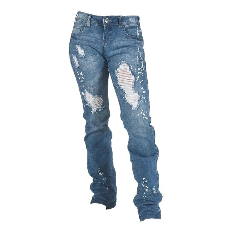 Cowgirl Tuff Western Jeans Womens Relaxed Rockstar Light JRRSTR