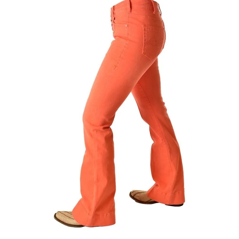 Cowgirl Tuff Western Jeans Womens Tangerine Flare Orange JTANGE