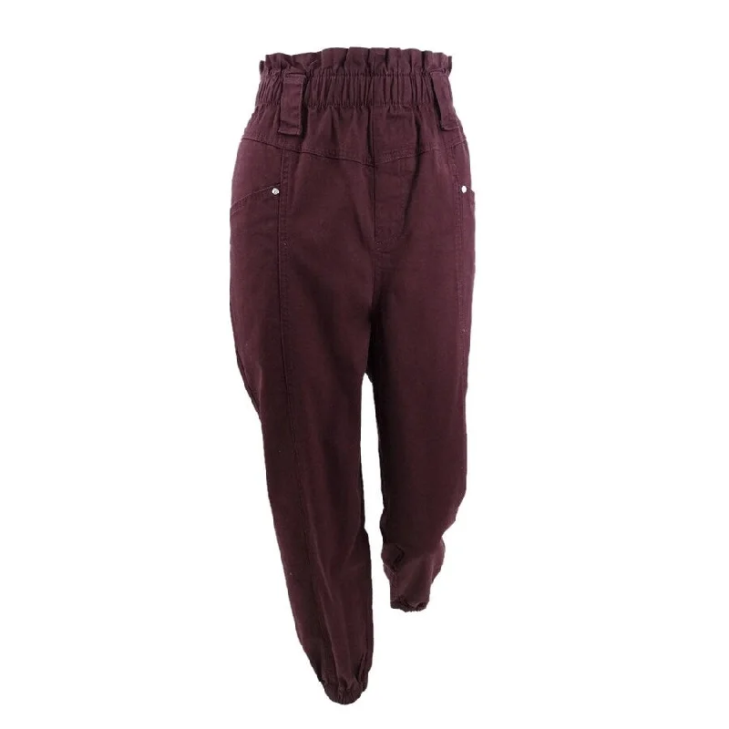 Frayed Women's Paper Bag-gy Jogger Pants (30, Winetasting)