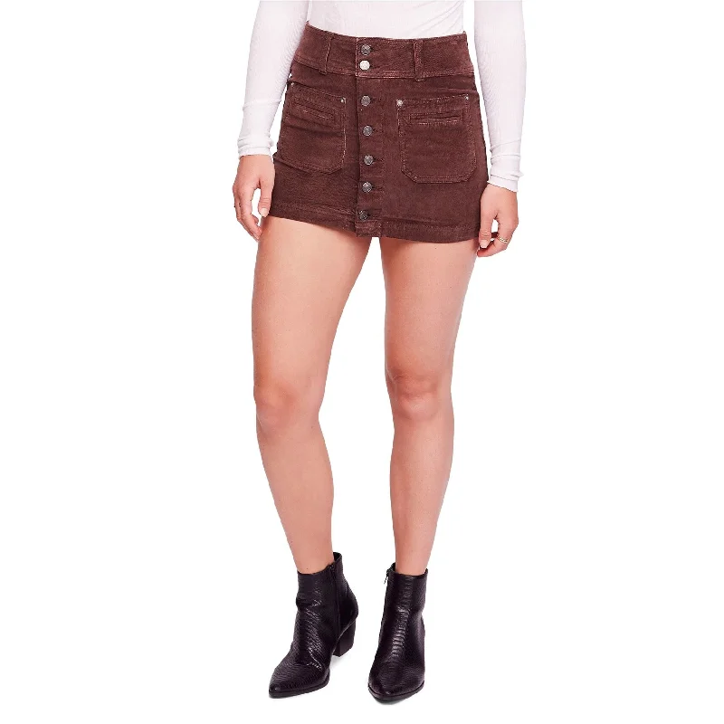 Free People Womens Joanie Corduroy Skirt, Brown, 30