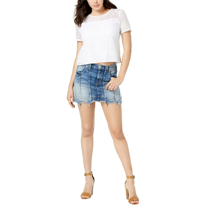 Hudson Womens Step Hem Denim Mini Skirt