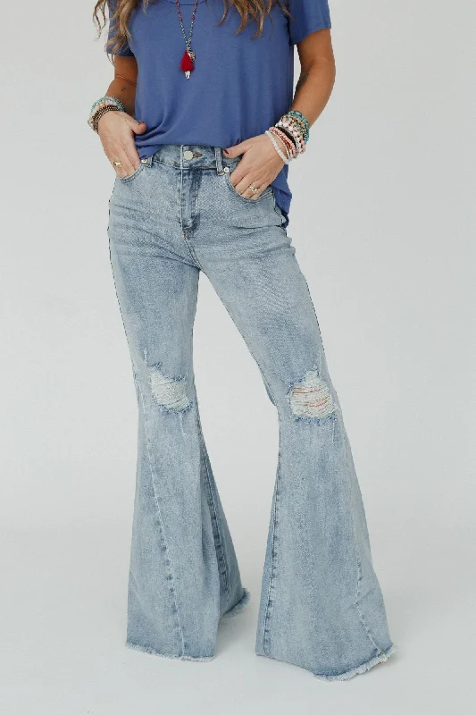 The Nest Indigo Flare Bell Bottom Jean - Light Wash