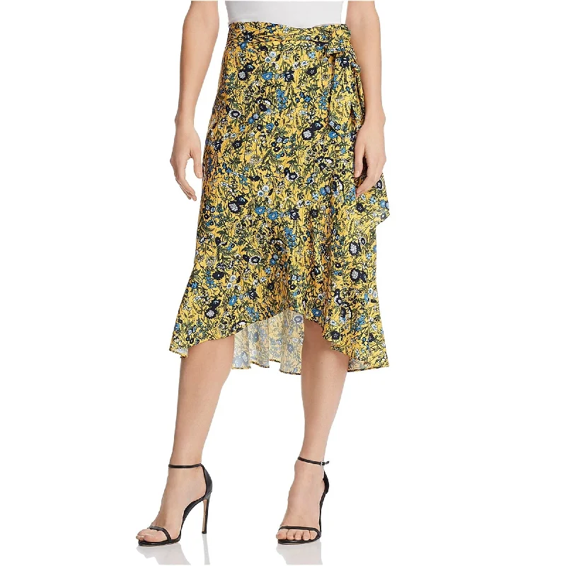 Le Gali Womens Ella Tie-Front Asymmetrical Skirt, Yellow, X-Large