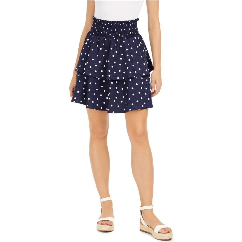 Maison Jules Womens Polka Dot Mini Tiered Skirt