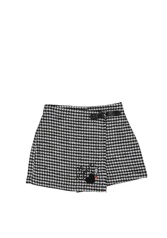 Mayoral Girl Houndstooth Wrap Skort, Black