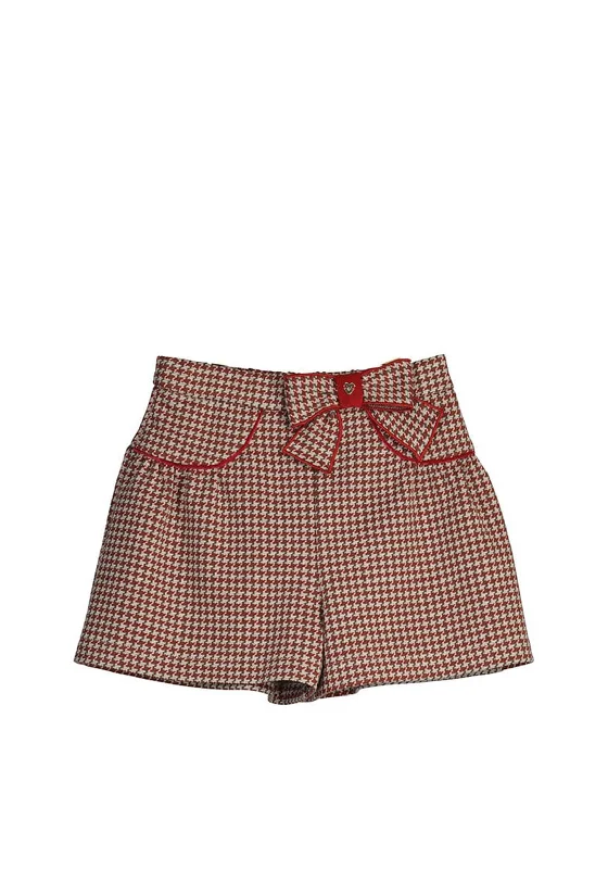 Mayoral Girl Check Bow Shorts, Red