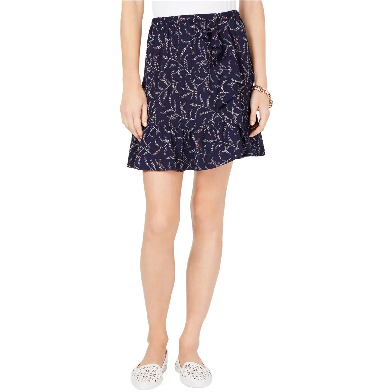 Michael Kors Womens Flounce-Trim A-line Skirt, Blue, X-Large