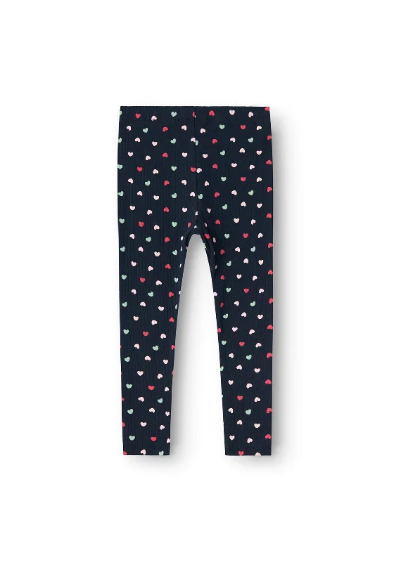 Name It Mini Girl Vipia Heart Print Legging, Dark Sapphire