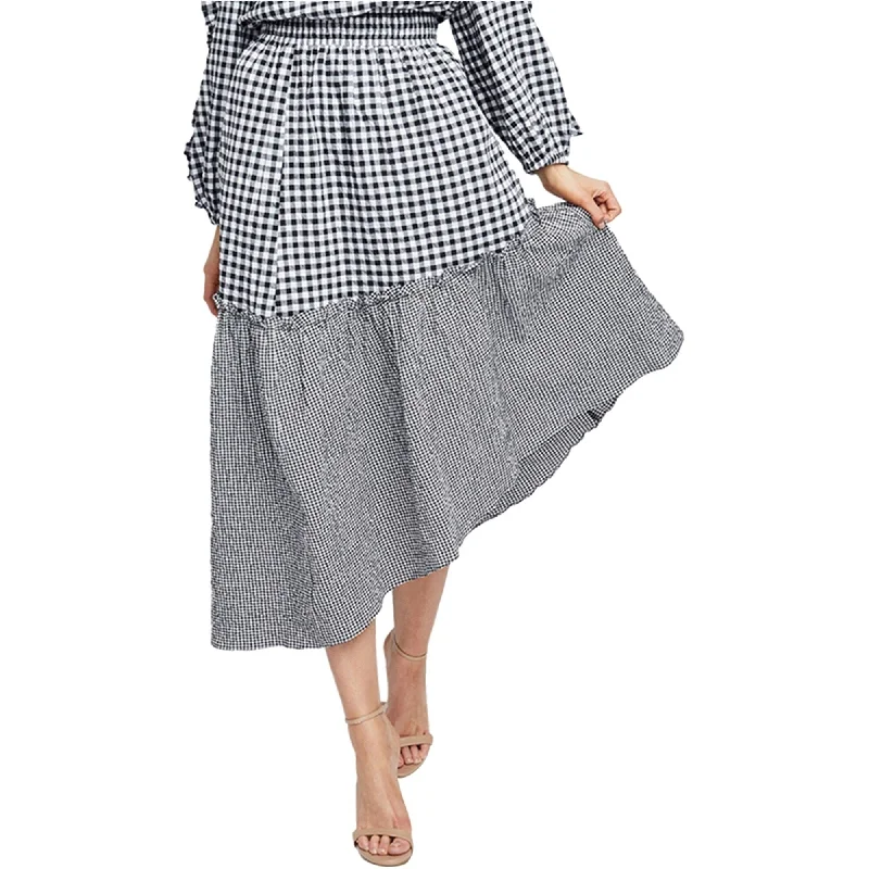 Rachel Roy Womens Gingham High-Low Skirt