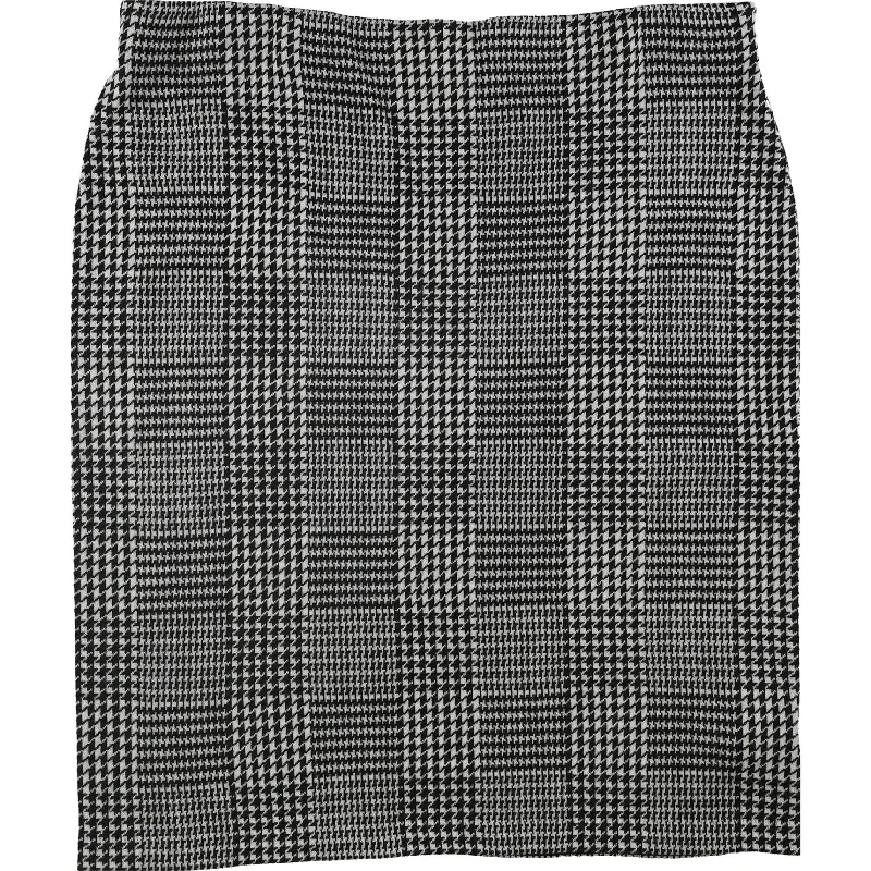 Ralph Lauren Womens Houndstooth Pencil Skirt, Black, 3X