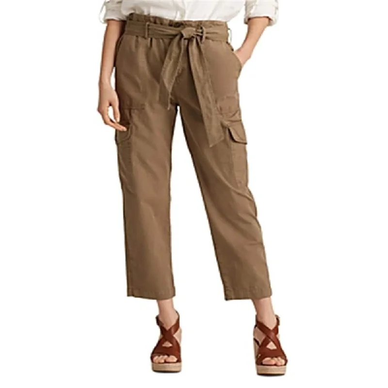 Ralph Lauren Women's Zuwena Cotton Cargo Straight Leg Pants Green Size 8