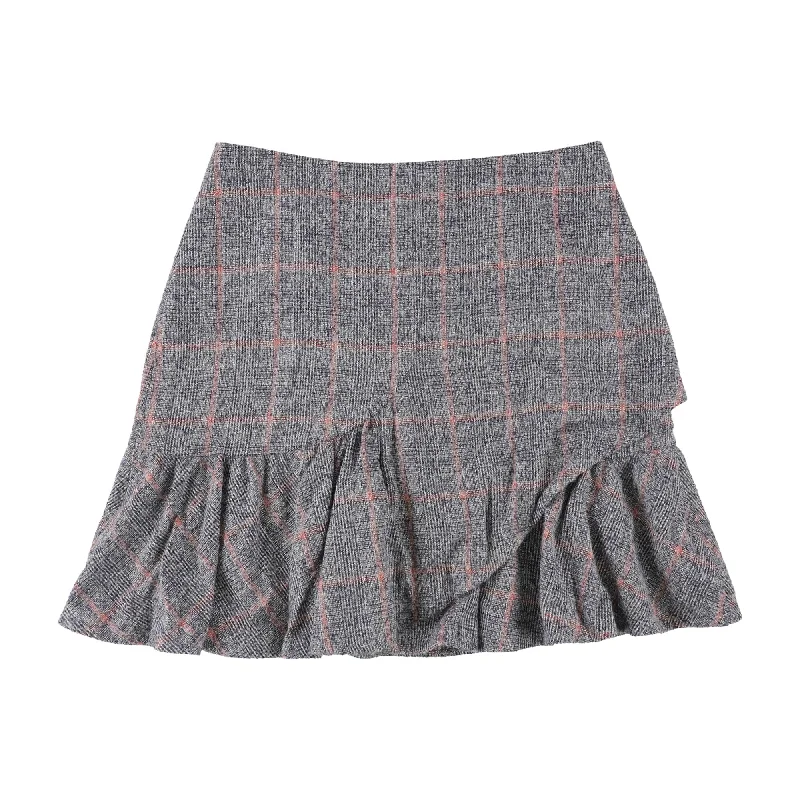 Rebecca Taylor Womens Plaid Ruffle Mini Skirt