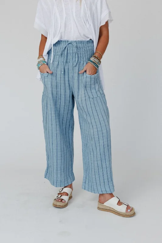 Solana Striped Pants - Blue